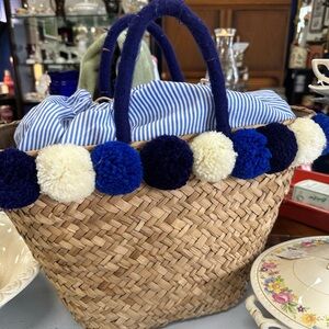 Vineyard Vines Woven Pom-Pom Tote Bag